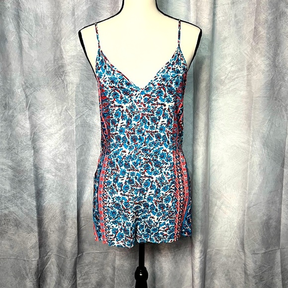 E2 Clothing Floral Print Spaghetti Strap Romper with Pockets - MED - Picture 1 of 10